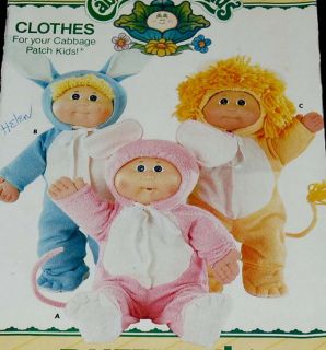 Cabbage Patch Kids Pajama Costumes Mouse Lion Bunny Pattern Decals 16 