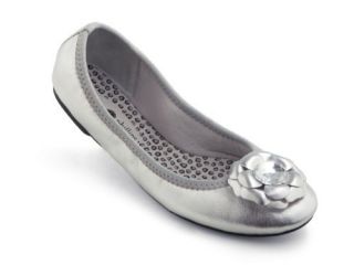 Lindsay Phillips Switchflops Liz Bright Silver Ballet Flat Snap Shoes 