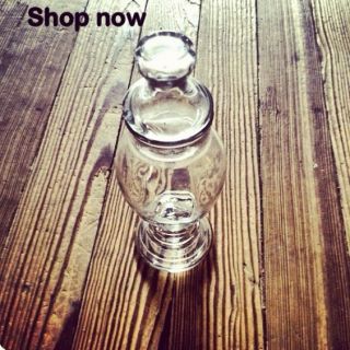 Antique Apothecary Bottle Container Decanter Clear With Lid Old Thick 