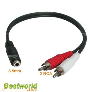 1ft Cable 3 5mm Female Aux Auxiliary Adapter 2 RCA