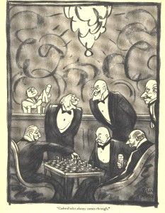   Cartoon Illustration Peter Arno Men Playing Chess Cadwallader
