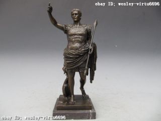 Rome Emperor Julius Caesar Augustus Pure Bronze Art Statue