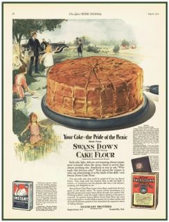 1922 Ad Swans Down Cake Flour Picnic Caramel Cake