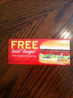 Buy 1 Get 9 Free Sonic Burgers No Purchase Nec.