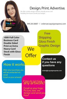 1000 Full Color Double Sided Business Card with 