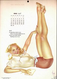 May 1948 Calendar Varga Vargas Pin Up Girlie Blonde