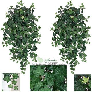 Two 48 Puff Ivy Hanging Bush Silk Plants Wedding Decor