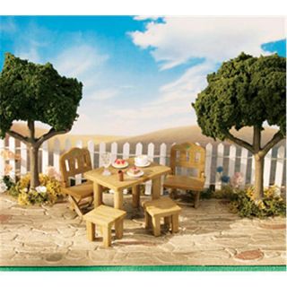 Calico Critters Country Patio Set Rustic Table Chairs Picnic Food