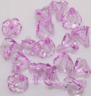   Clear Acrylic Trumpet Calla Lily Flower Beads Many Colors