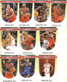 CHICAGO BULLS 2011 12 PANINI NBA HOOPS TEAM SET DERRICK ROSE