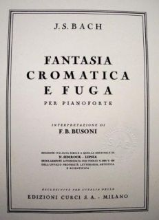 Bach Busoni Fantasia Cromatica E Fuga Pianoforte 1948