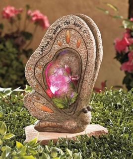 Solar Lighted Color Changing Butterfly Garden Accent Statue NEW