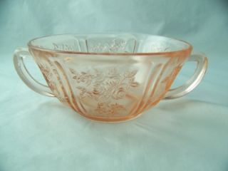 Federal Glass Sharon Cabbage Rose Pink Cream Soup Bowl Excellent 