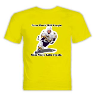 Cam Neely Hockey Goon Fighter Retro New Yellow T Shirt