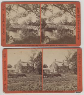 Lot Mass Stereoviews Concord Cambridge Old Mill Alcotts House 