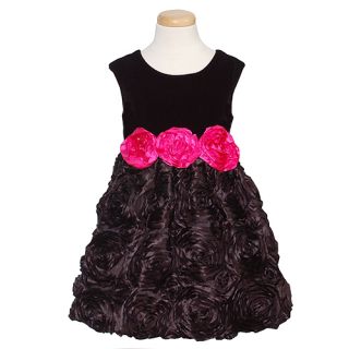 cachcach Black Soutache Rosette Christmas Dress Little Girls 4