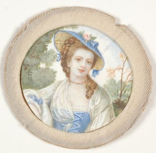   Century Young Lady as A Gardener French Miniature Late 19th C