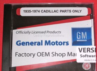 1935 1974 Cadillac Master Parts List Book Systems CD