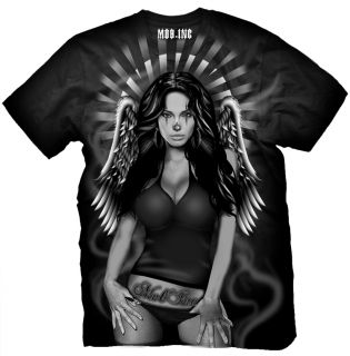 MOB INC California Fallen Angel Mafia Urban BLACK Shirt Size L