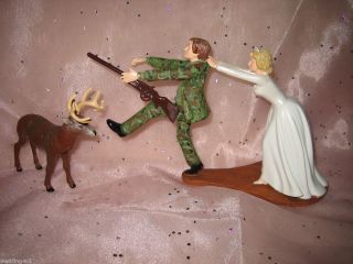 Humorous Wedding Deer Camo Hunter Hunting Cake Topper