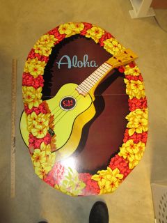 Sugar 1960s store display 2 sided sign Hawaii KING & QUEEN/ukelele 
