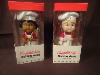 Bobble Heads Campbell Soup Kids Dolls Boy Girl in Box Collectable Doll 