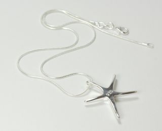 Beautiful Unique 925 Sterling Silver Starfish Pendant Necklace & 19 
