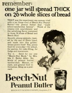 1923 Ad Beech Nut Peanut Butter Jar Condiment Schoolboy Mrs. Ida C 