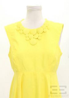 Milly Canary Yellow Cotton Button Applique Sleeveless Dress Size 4 
