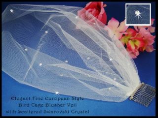 Bird Cage Blusher Face Veil w/ Scattered Crystals