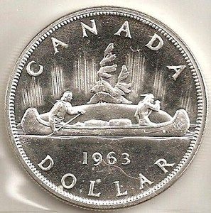 1963 Canada Canadian Silver 1 Dollar Coin 2
