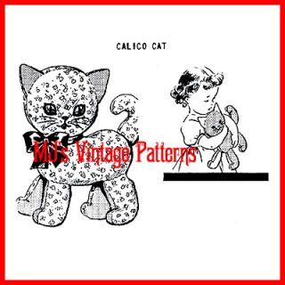  Vintage Stuffed Calico Kitty Cat Pattern