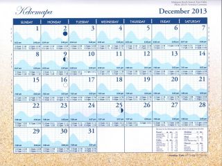 2013 Hawaiian Ocean Tides Calendar Calender from Famous Waikiki Hawaii 
