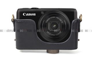 For Canon PowerShot S95 Leather Camera Case Bag Black