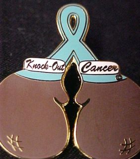 Ovarian Cancer Teal Ribbon Brown Boxing Glove Pin New