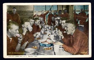 Camp Dix NJ Mess Time 1919 Military Postcard