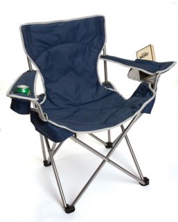 Big Gun Folding Camp Chair Navy Silver Camping Heavy Duty Rated 400 