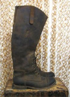 Jeffrey Campbell Womens Brown Leather Ridem Lace Up Distressed Boots 8 