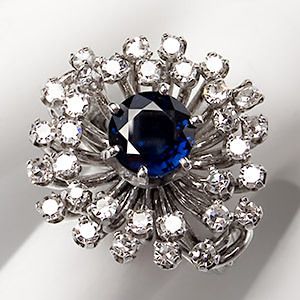   Carat Blue Sapphire Diamond Cocktail Ring Solid 14K White Gold