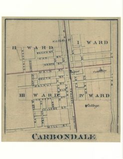 Carbondale Illinois Jackson Co IL 1876 Map Genealogy