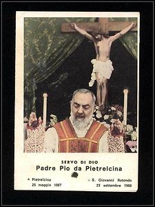 Padre PIO Da Pietrelcina Italian Holy Card with Relic
