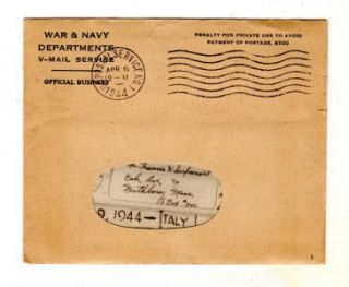 WWII V MAIL EASTER CARD from SOLDIER in ITALY to MOM & DAD in US in 