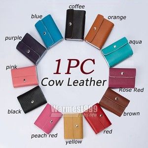   Cow Leather Business Card Credit Card ID Holder Card Organizer