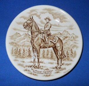 Royal Canadian Mounted Police Pin Butter Dish by Wood Sons Burslem 