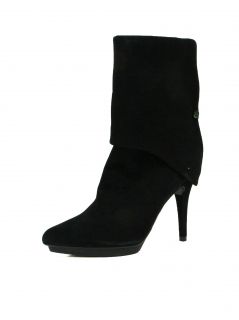 Caressa Womens Dalia Black Suede Toggle High Heel Ankle Booties 6 $200 