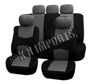 BLACK GRAY 9PCS LOW BACK CAR SEAT COVERS SEMI CUSTOMS FOR 2ROWS W 