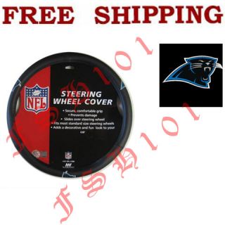 Brand New Simulated Leather Carolina Panthers Steering Wheel Cover For 