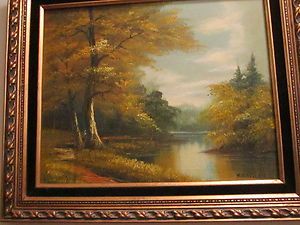 Cantrell original oil painting of a tranquil waterscape, beautifully 