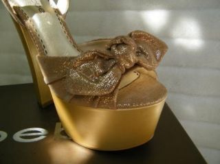 BEBE Shoes Platforms Heels Pumps Carly Gold 5 7 8 9 10