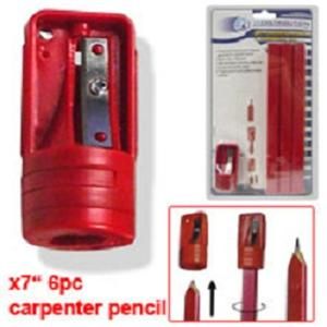 7pc carpenter pencil sharpener with 6 pencils